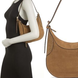 Rebecca Minkoff “Pippa” small suede studded crossbody/hobo